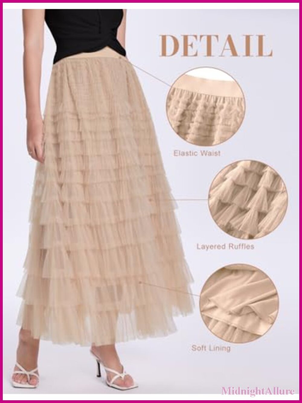 Tulle Maxi Skirt High Waist Tiered A Line Layered Fairy Skirt Wedding Guest - Picture 5 of 6